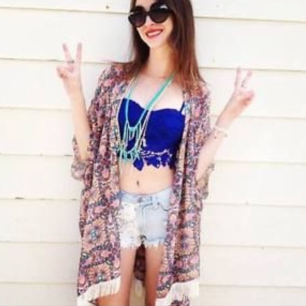 LF millau lace bustier crop top